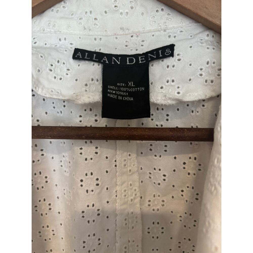 Alfani White Eyelet Blazer Womens Size XL Open Front Jacket  Eyelet Career Coat - Picture 3 of 3